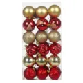 Bolas de Navidad para árbol 6cm rojo y oro adornos festivos variados en set. - Estilo Pintado Ondulado / 36 Unidades/Paquete (Dorado Rojo)