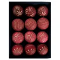 8cm vintage red gold Christmas baubles set 12pcs antique hanging ornaments holiday decor - 12 Pieces/Pack / Red and Gold