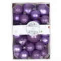 26pcs purple Christmas baubles set with shiny matte glitter finish for holiday tree decor. - 26 Pcs Cake Box (Purple)
