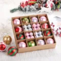 Boxed Christmas bauble ornaments set, colorful hanging balls for holiday tree decor. - 44 Pieces 6cm Boxed / Pink + Red