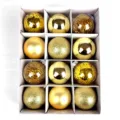 6cm 12pcs Christmas Baubles Gold Shatterproof Ornaments Set for Tree Holiday Party Decor - Box of 12 Pieces / Gold