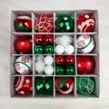 Christmas bauble ornaments set in box 42pcs decorative red green white festive tree hanging balls - 42 Pieces/Pack / Red Green White