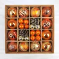 Christmas baubles set festive hanging ornaments assorted shapes in cardboard box 3-6cm - 42 Pieces/Pack / Bronze