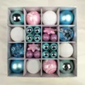 Christmas ball ornaments set, mixed colors and shiny matte glitter finishes for tree decor - Blue White Pink