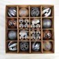 Christmas tree decoration balls set, assorted shatterproof hanging ornaments in cardboard box. - Silver Gray