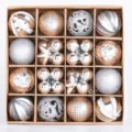 Christmas tree baubles set, 42pcs shatterproof ball ornaments in box for holiday party decor. - Silver