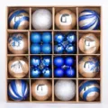 Christmas ball set boxed 42pcs assorted sizes tree hanging ornaments decorations. - Silver Blue