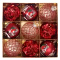 8cm 9Stk. Weihnachtskugeln Set rot gold hängende Ornamente für Baumschmuck Box Verpackung - 9 Stück/Packung / Rot
