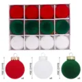 Geflokte Kerstballen 6cm Set van 12 Stuks Rood Groen Wit Kerstboom Hangende Ballen - Rood Groen Wit Stijl (MGBZ0528-6) / 12 stuks