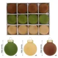 Geflokte kerstballen set van 12, 6cm feestelijke hangende ornamenten in drie kleuren. - Koffie Groen Stijl (MGBZ0528-6) / 12 stuks