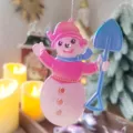 Macaron Iridescent Snowman Acrylic Hanging Ornament Christmas Tree Holiday Decor - Snowman