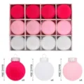 Set van 12 geflokte kerstballen 6cm roze en witte boomhangers decoratie. - Roze Wit Stijl (MGBZ0528-6) / 12 stuks