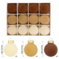 Geflockte kerstballen set van 12, 6cm ronde hangende ornamenten in diverse bruintinten. - Koffie Geel Stijl (MGBZ0528-6) / 12 stuks