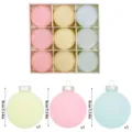 Flocked Christmas tree hanging balls set 8cm decorative ornaments multi-color pack - 9 Pieces/Pack / Blue Pink Yellow