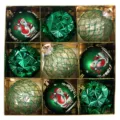 Green Christmas Baubles Set 8cm 9pcs Santa Tree Ornaments Holiday Decorative Hanging Balls - 9 Pieces/Pack / Green
