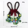 Easter Bunny Wreath Wall Hanging with Plaid Bow and Easter Eggs for Spring Home Decor - Rabbit / Red Bow