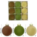 Flocked Christmas tree balls 8cm set of 9 decorative baubles in assorted colors for holiday decor - 9 Pieces/Pack / Coffee Green