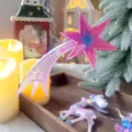 Iridescent acrylic shooting star Christmas hanging ornament, festive tree decoration. - Shooting Star