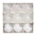 Juego de 9 bolas de Navidad transparentes con purpurina de 8cm para decorar el árbol - 9 Piezas/Paquete / Blanco Claro