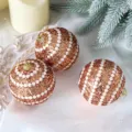 8cm Christmas tree hanging balls glitter foam decorative baubles for holiday party decor. - Bronze Sequin Ball / Set of 3