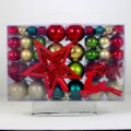 Weihnachtskugeln Set 102tlg Christbaumkugeln mit Stern und Hirsch fur Weihnachtsbaum - 102 Stück/Packung / Gold Rot Tintengrün