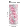 Clear plastic Christmas ball ornaments set, 24pcs packed in box for holiday tree decor. - 24 Pieces Pack / Pink