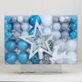 Weihnachtsbaum Deko Kugeln Set 102Stk blau silber weiss Christbaumkugeln mit Sternspitze. - 102 Stück/Packung / Blau Weiß Silber