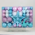 102 Stk. Weihnachtskugeln Set mit Baumspitze Stern und Rentier im klaren PVC Griffkasten. - 102 Stück/Packung / Blau Weiß Rosa