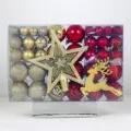 102 Stk Christbaumkugeln Set mit Stern und Renier in klarer PVC Box für Weihnachtsbaum. - 102 Stück/Packung / Gold Rot