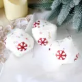 White Christmas onion ball ornaments with red snowflakes and sequins for tree decor 3pcs - Onion Ball / Set of 3