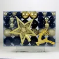 Weihnachtsbaumkugeln Set mit Sternspitze und Hirsch Dekoration in Schwarz und Gold. - 102 Stück/Packung / Schwarz & Gold