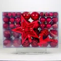 102 Stk rote Christbaumkugeln Set mit Stern Baumspitze bruchsichere Weihnachtskugeln Box - 102 Stück/Packung / Rot