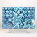 102 Stk Blaue Christbaumkugeln Set Weihnachtsbaum Deko mit PVC Box Griff Festlich - 102 Stück/Packung / Hellsee-Blau