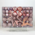 102-teiliges roségoldenes Christbaumkugel-Set mit Stern und Rentier im transparenten Koffer. - 102 Stück/Packung / Roségold