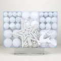 102 Stk. weiße Christbaumkugeln Set mit Stern und Rentier in transparenter PVC Box - 102 Stück/Packung / Weiß