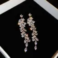 Elegante lange zirkonia hangende oorbellen met prachtige schitterende stenen voor dames. - Waterdruppel Kwastje Zirconia Oorbellen (25#)