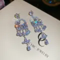 Luxe kubieke zirkonia kristal bloem kwast bungelende oorbellen vrouwen mode feest sieraden. - Vlinderbloem Kwastje Zirconia Oorbel (39#) (met Zilveren Oorsteker)