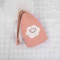 Schattig roze PU lederen uittrekbaar sleuteletui met glimlach wolk hanger voor autosleutels. - Groot - Wolk