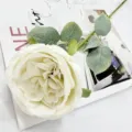 Artificial Austin rose flower detail, ideal for wedding home decor and floral arrangements. - White
