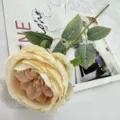 Artificial Austin rose single stem silk flower for wedding home decor table centerpiece. - Yellow