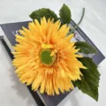 Artificial gerbera daisy flower single head silk chrysanthemum for home decor wedding party - Yellow