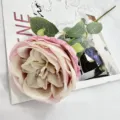 Single artificial Austin rose flower branch fake peony for home wedding table party decoration. - Light Pink