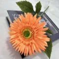 Artificial gerbera daisy single head orange faux flower for home decor and wedding arrangement. - Orange