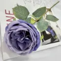 Artificial purple Austin rose single branch fake flower for home decor wedding floral arrangement detail - Deep purple