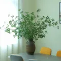 Artificial Green Plant Branch Decoration with Ceramic Vase for Home Room Table Decor - Medium (Height 84cm)