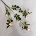 Artificial vintage pink rose single branch fake flowers for home and wedding decor. - Pink