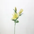 Artificial lily flower detail shot, realistic floral stem for home decor and party styling. - Light Yellow