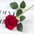 Rama individual de rosa roja artificial flor falsa para regalo de boda de San Valentín - Rojo