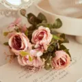 Artificial pink rose flower bouquet simulation flower vintage photography prop home decor - Cinnamon Pink