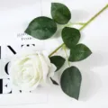 Rosa blanca artificial individual para decoración de bodas hogar y regalos románticos. - Blanco